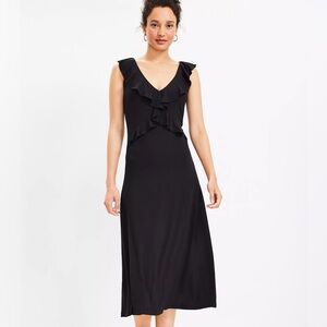 Ruffle V-Neck Midi Dress